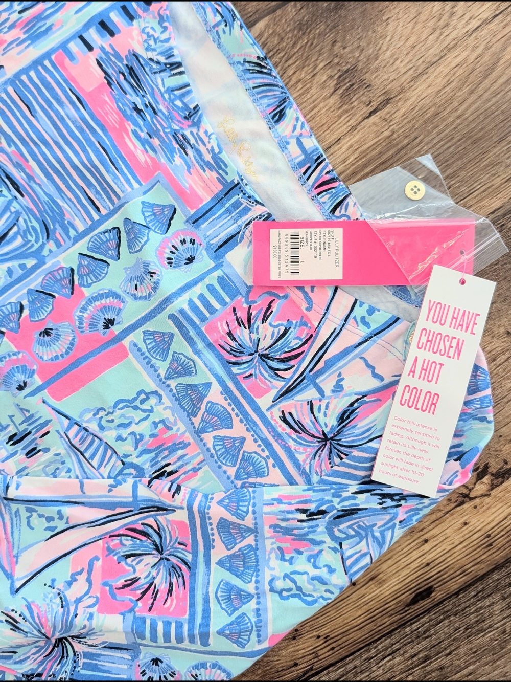 Lilly Pulitzer Sophie Dress Whisper Blue Yeah Buoy UPF 50+ Size L NWT - Picture 2 of 2